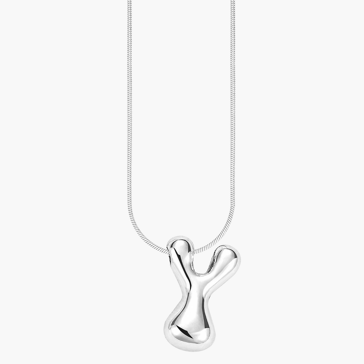 Silver Glow Bubble Letter Initial Necklace
