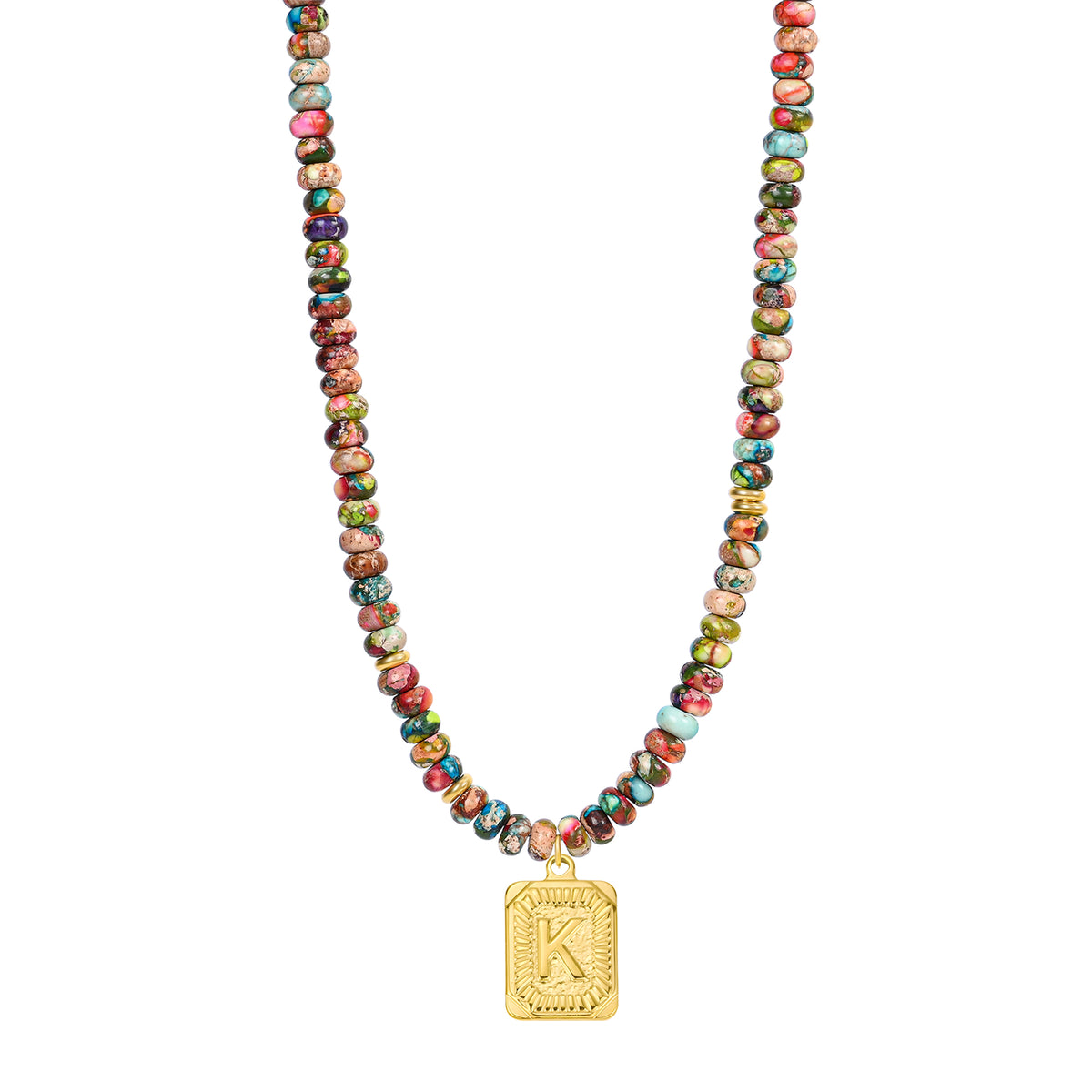 Colorful Imperial Jasper Letter Necklace