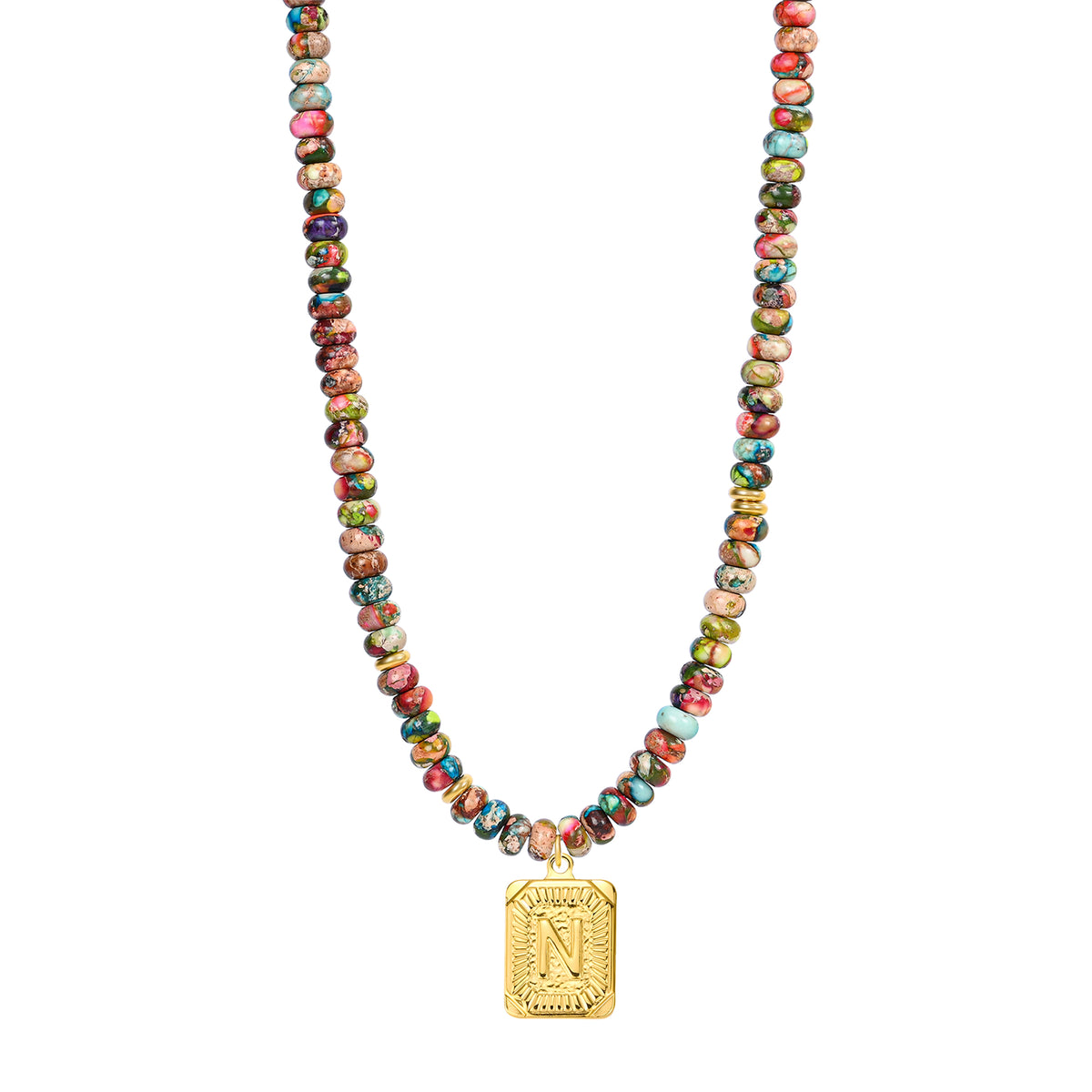 Colorful Imperial Jasper Letter Necklace