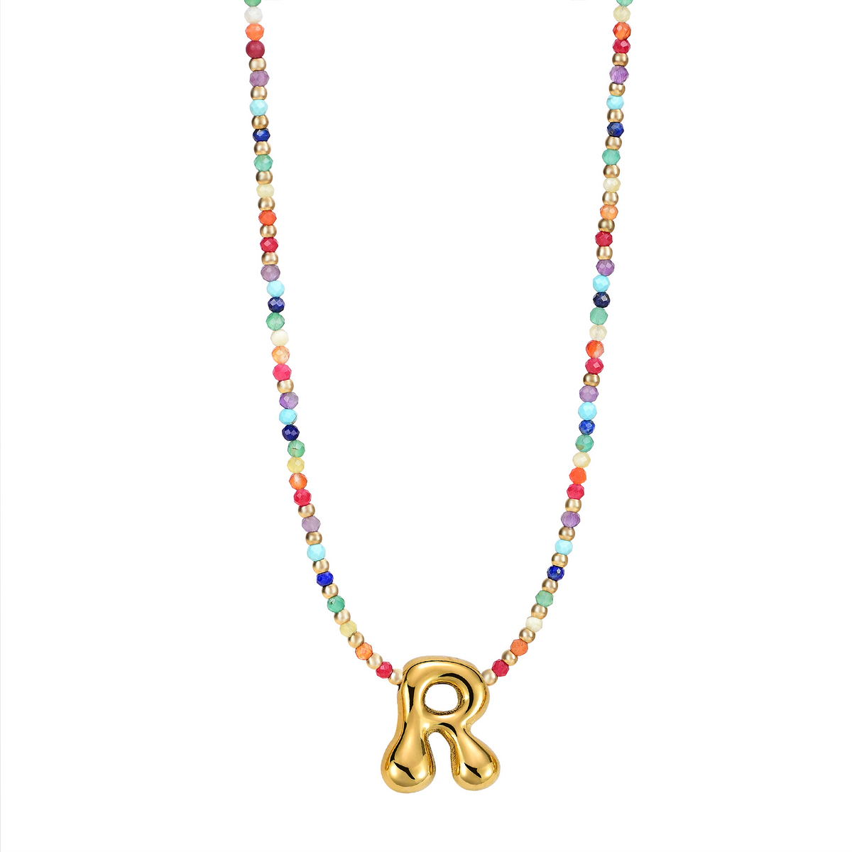 Rainbow Bubble Initial Necklace