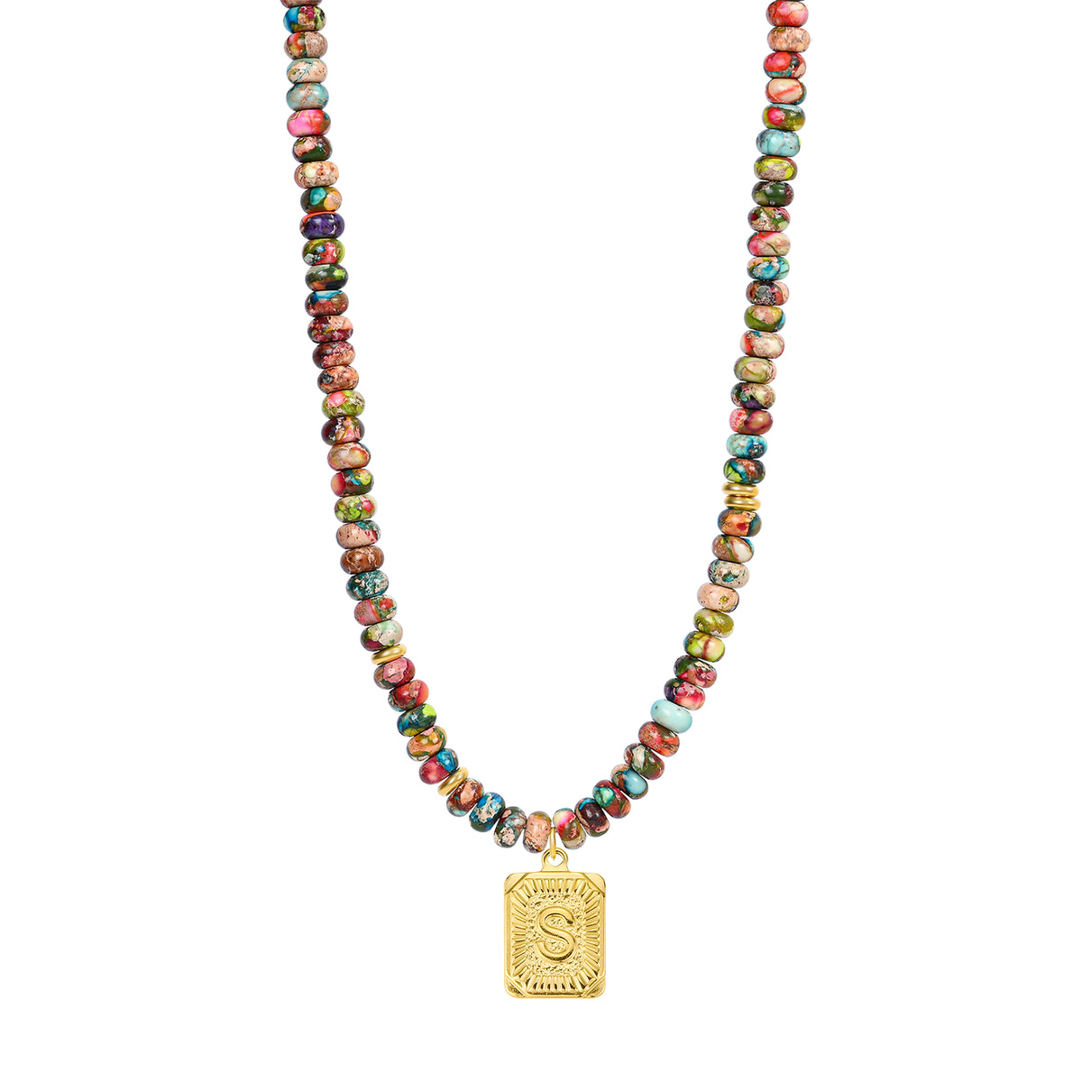 Colorful Imperial Jasper Letter Necklace