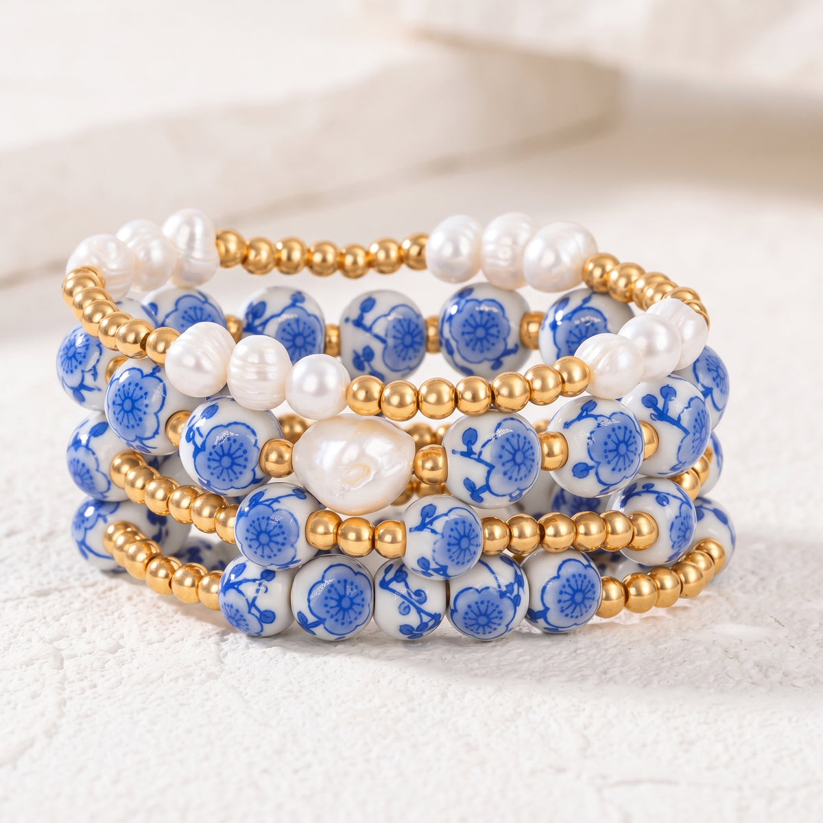 Porcelain Garden Blue Blossom Bracelet Set