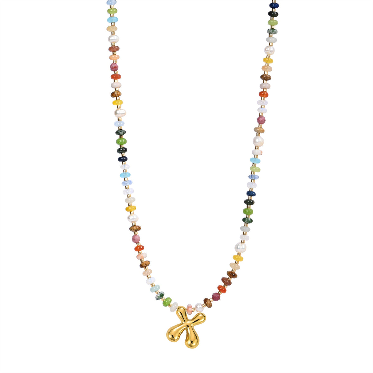 Multicolor Bubble Letter Necklace