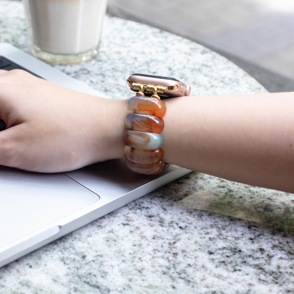 Golden Dusk Agate Stretch Apple Watch Strap