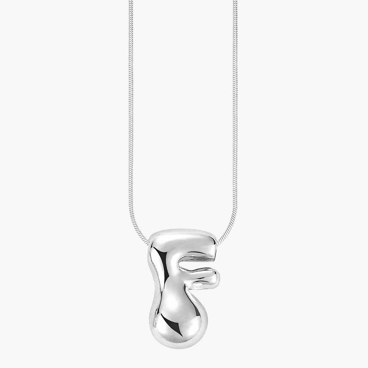 Silver Glow Bubble Letter Initial Necklace