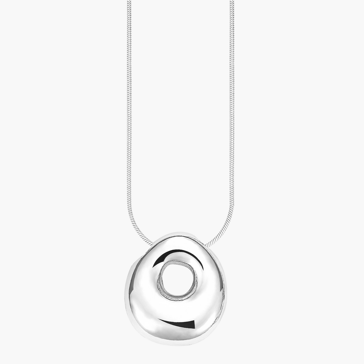 Silver Glow Bubble Letter Initial Necklace