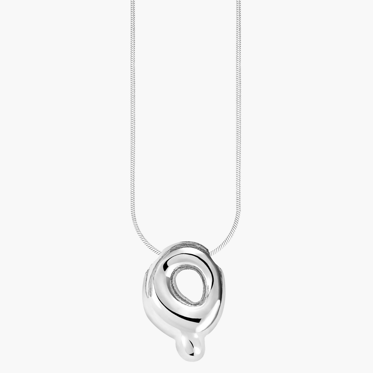 Silver Glow Bubble Letter Initial Necklace