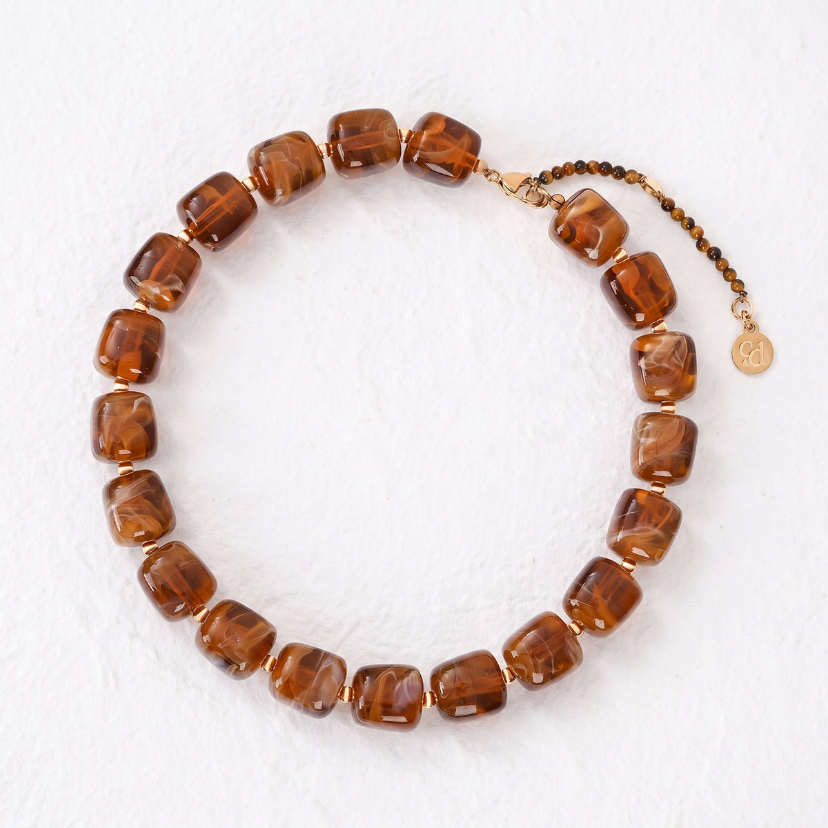 Chunky Square Bead Necklace Orange