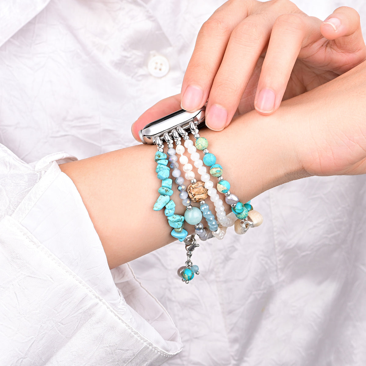 Turquoise Tide Stretch Apple Watch Strap