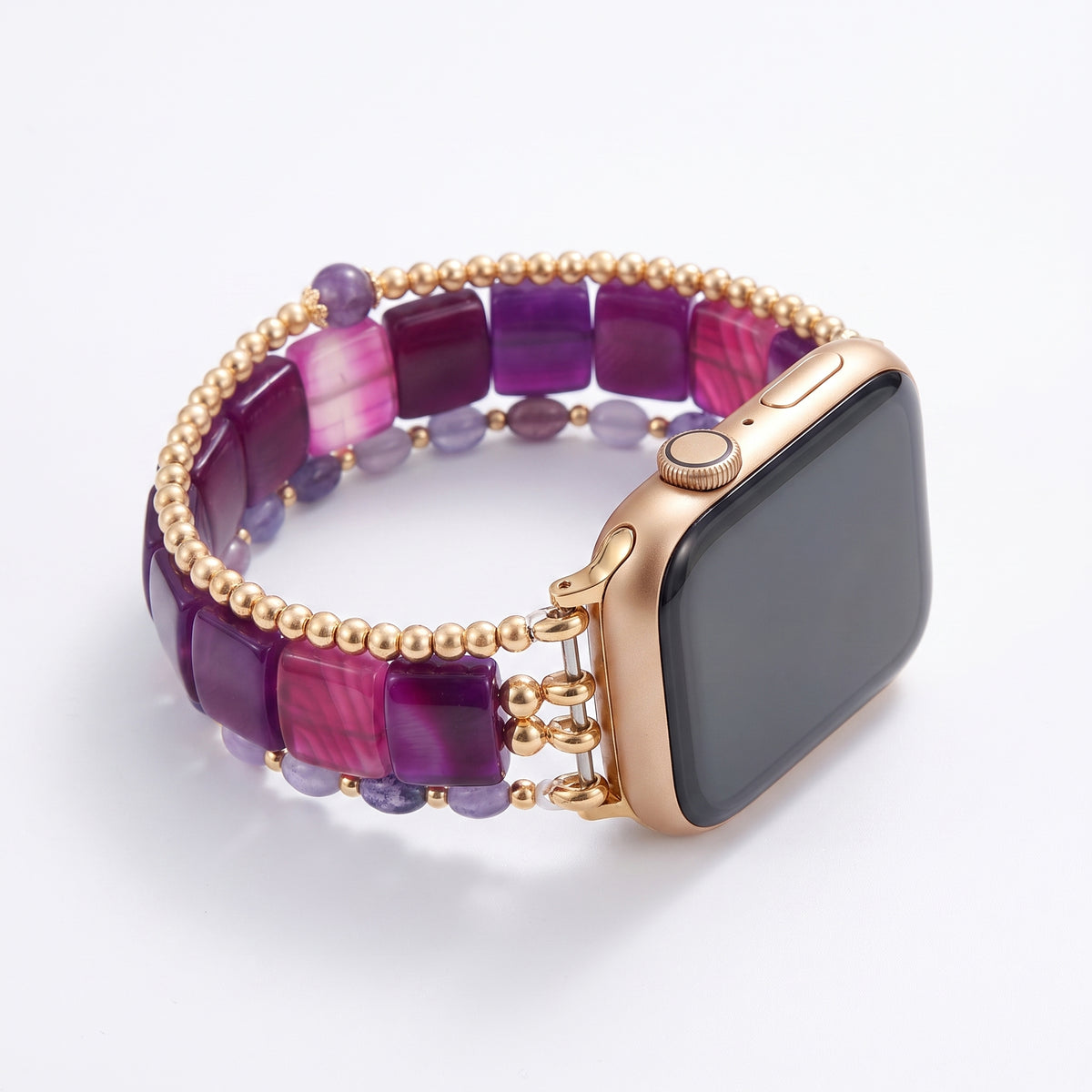 Wild Grace Agate Stretch Apple Watch Strap Silver