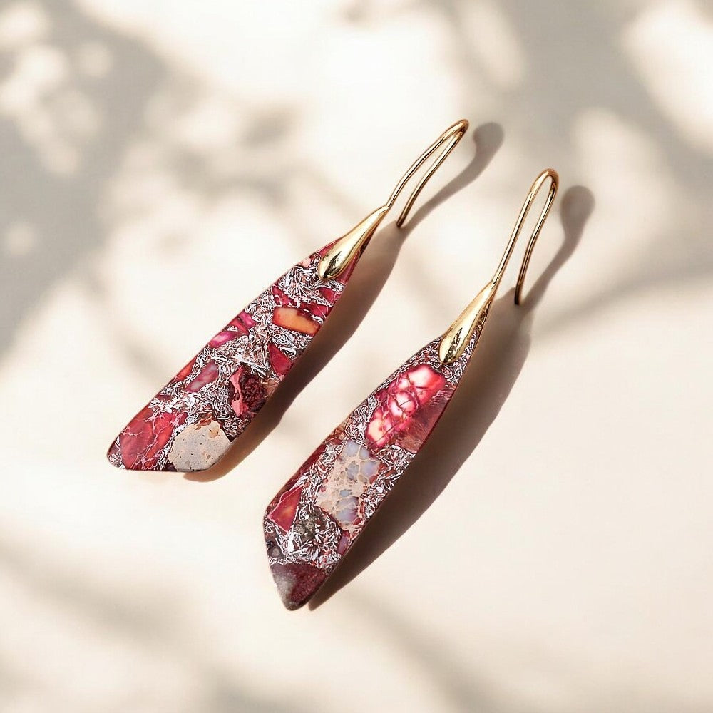 Antique Red Regalite Hook Earrings