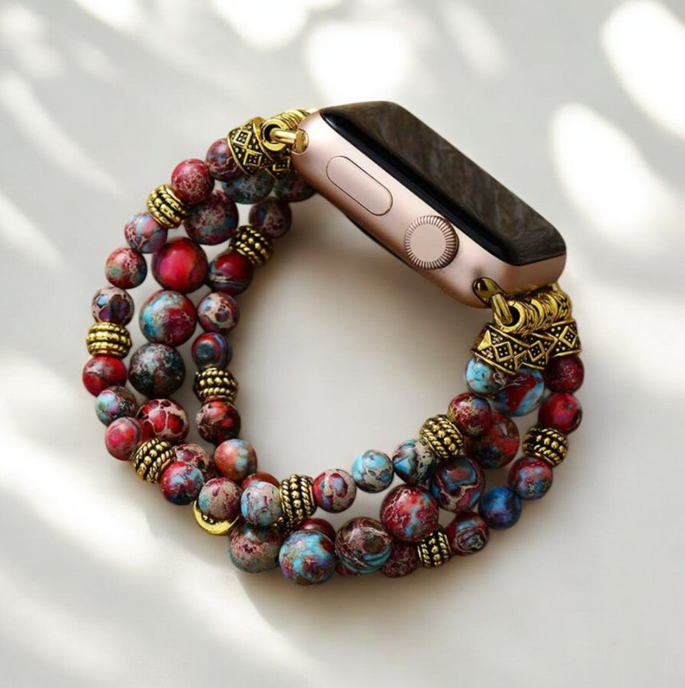 Crimson Jasper Stretch Apple Watch Strap