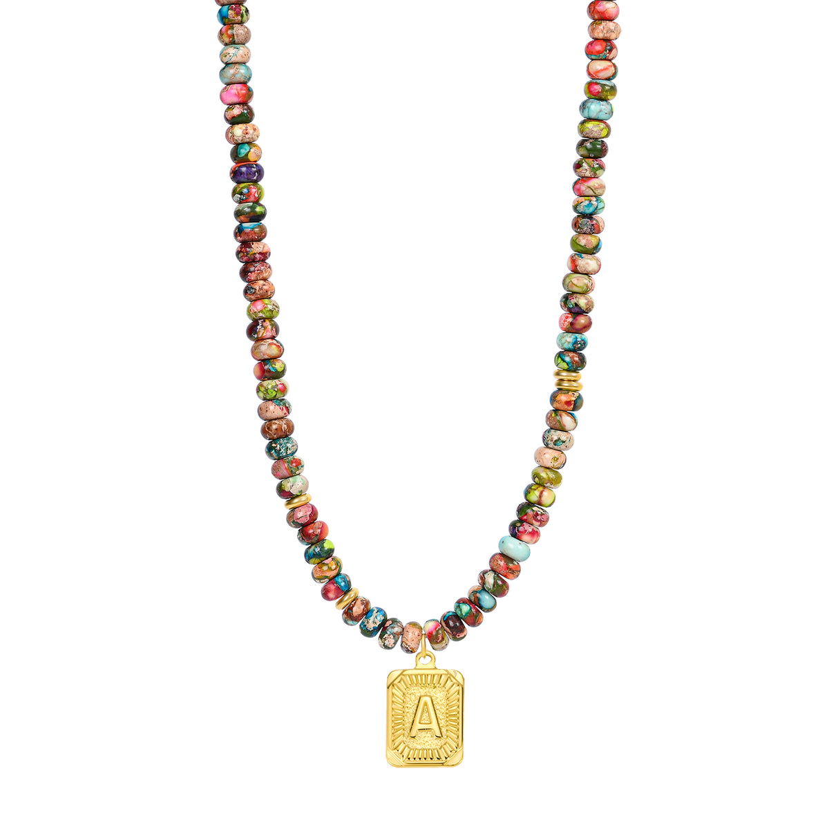 Colorful Imperial Jasper Letter Necklace