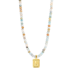 Amazonite Initial Letter Charm Necklace