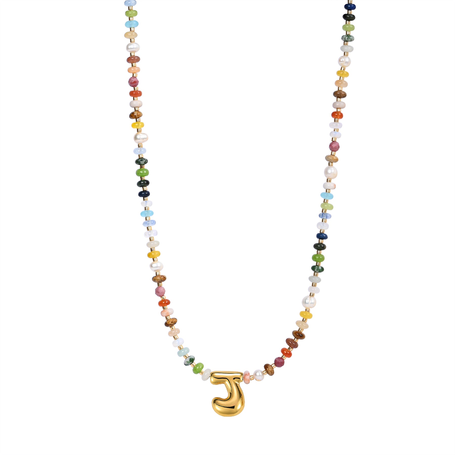 Vibrant Gem Initial Bubble Necklace
