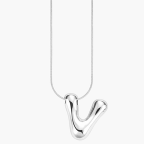 Silver Glow Bubble Letter Initial Necklace