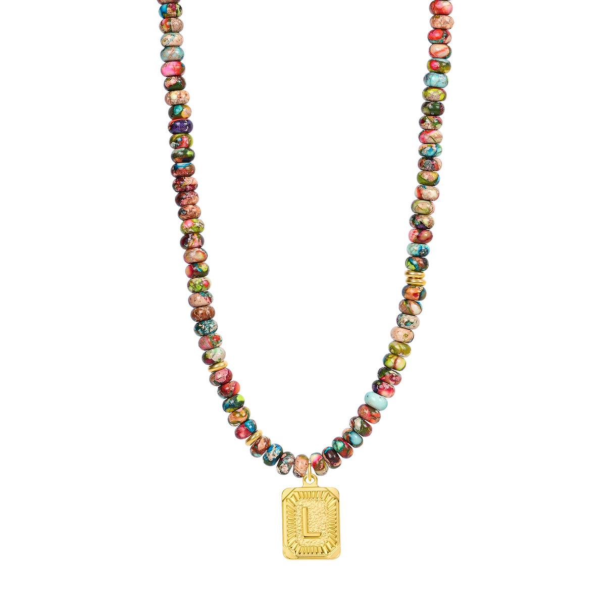Colorful Imperial Jasper Letter Necklace
