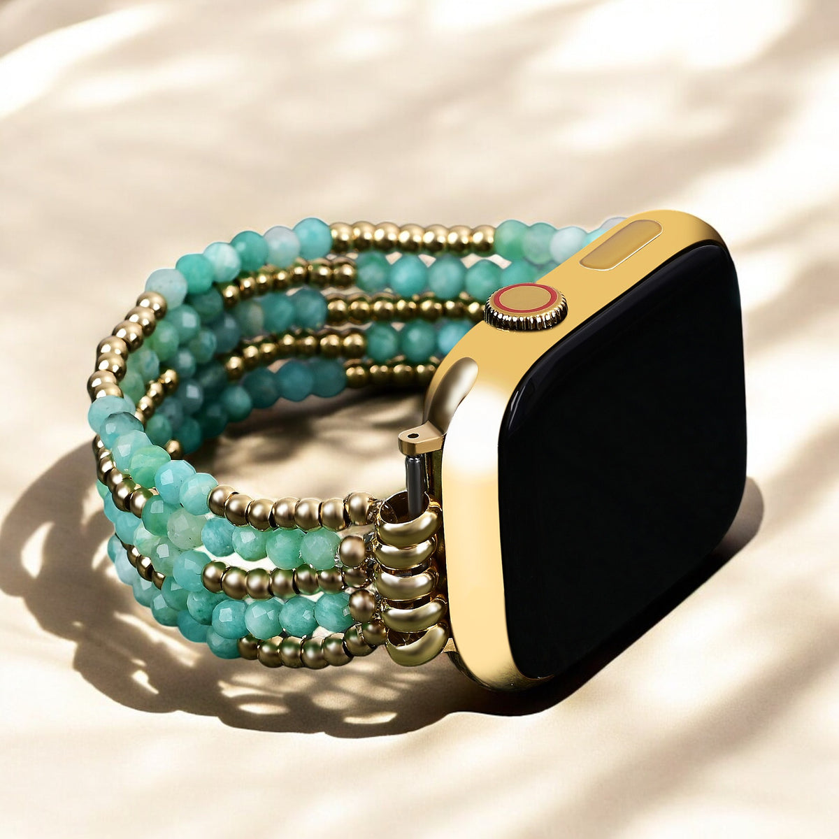 Glowing Amazonite Stretch Apple Watch Strap