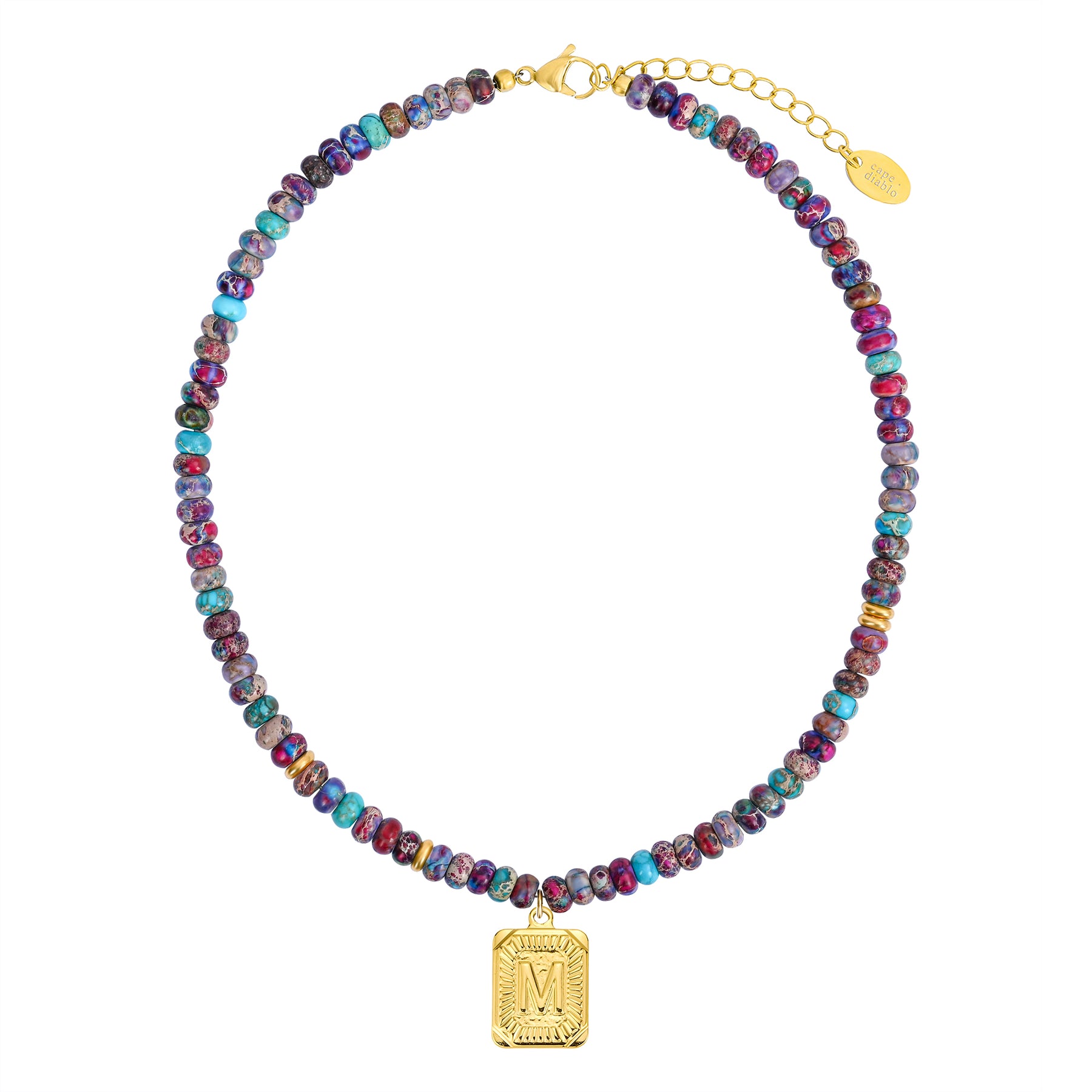 Purple Imperial Jasper Letter Necklace