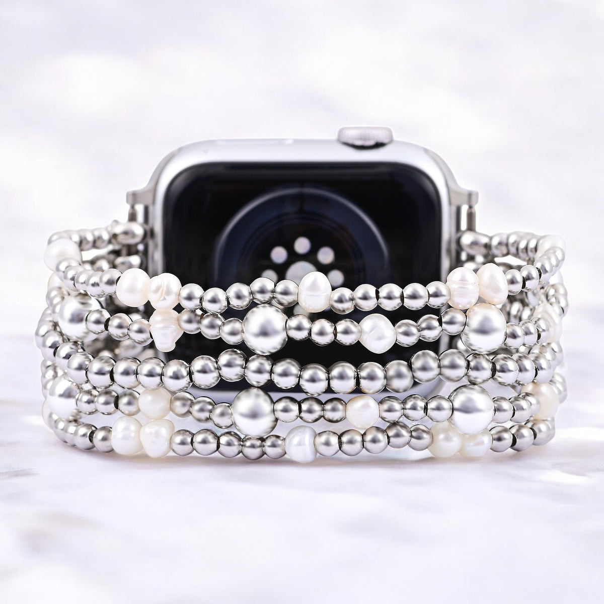 Shimmering Pearl Stretch Apple Watch Strap