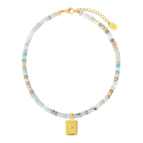 Amazonite Initial Letter Charm Necklace