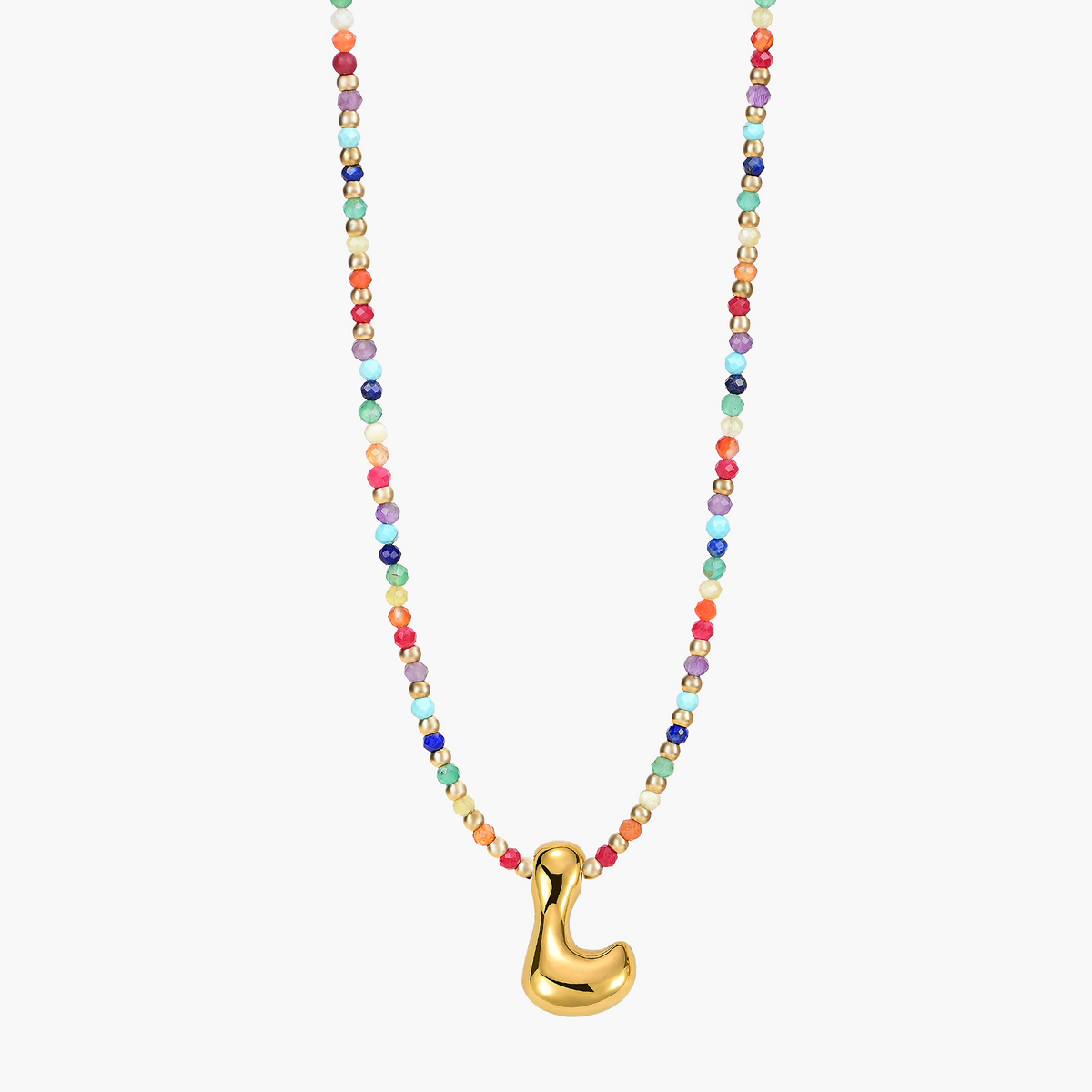Rainbow Bubble Initial Necklace