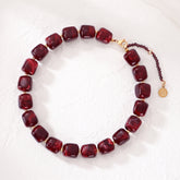 Chunky Square Bead Necklace Red
