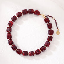 Chunky Square Bead Necklace Red