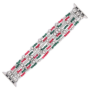 Festive Silver Elegance Stretch Apple Watch Strap