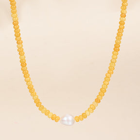 Golden Citrine Pearl Necklace