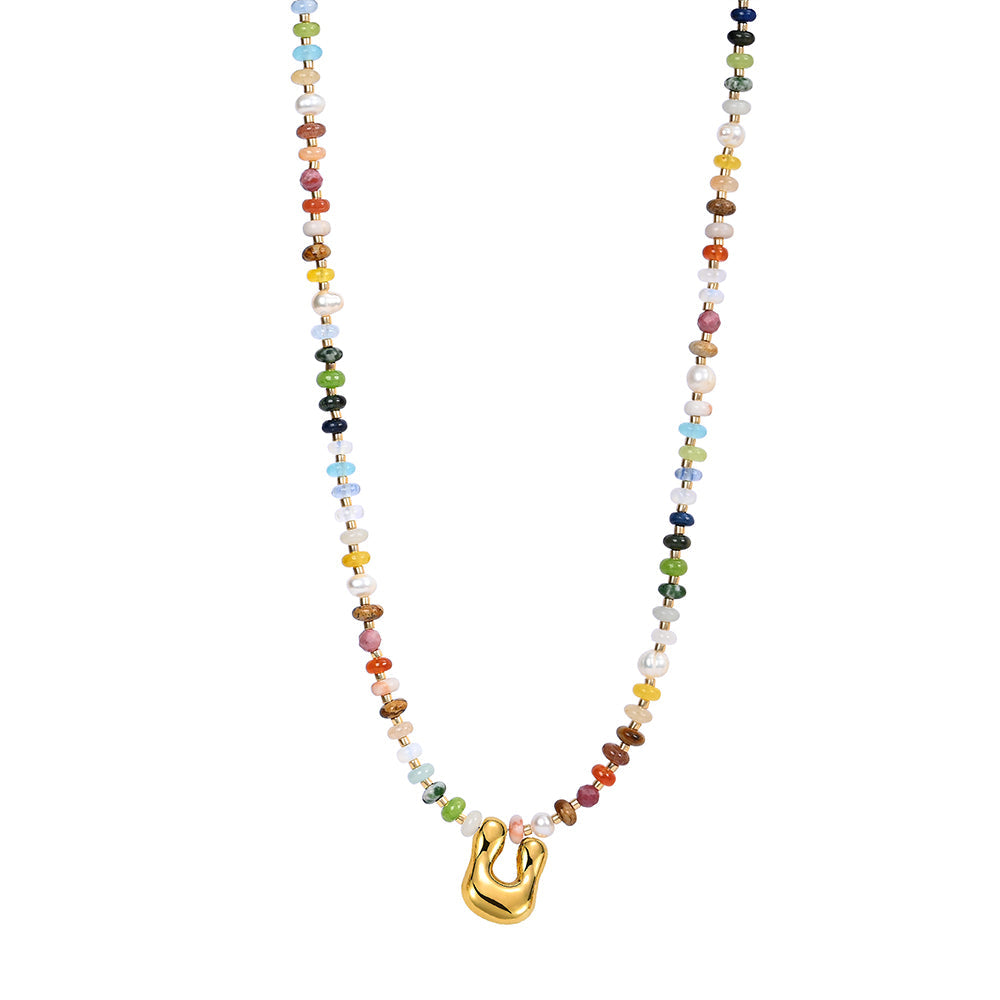 Multicolor Bubble Letter Necklace