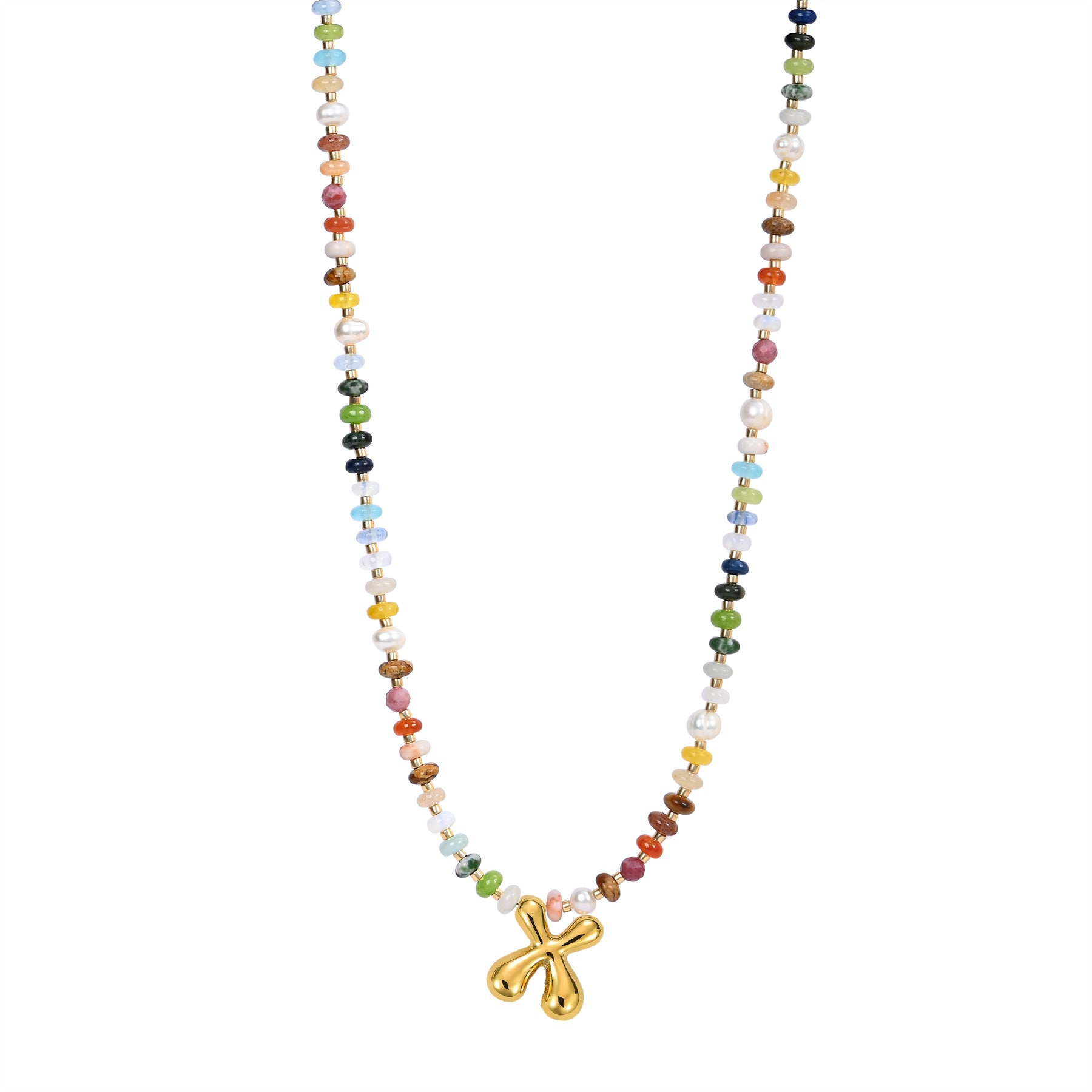 Vibrant Gem Initial Bubble Necklace