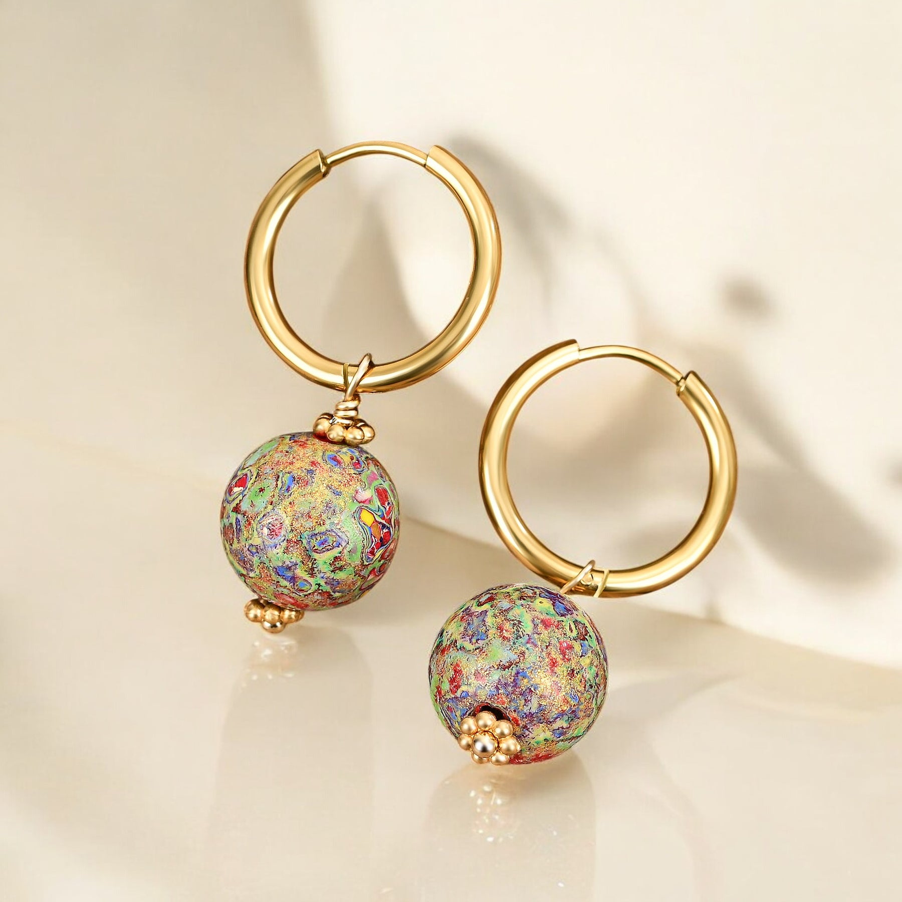 Meadow Mist Speckle Orb Hoop Earrings
