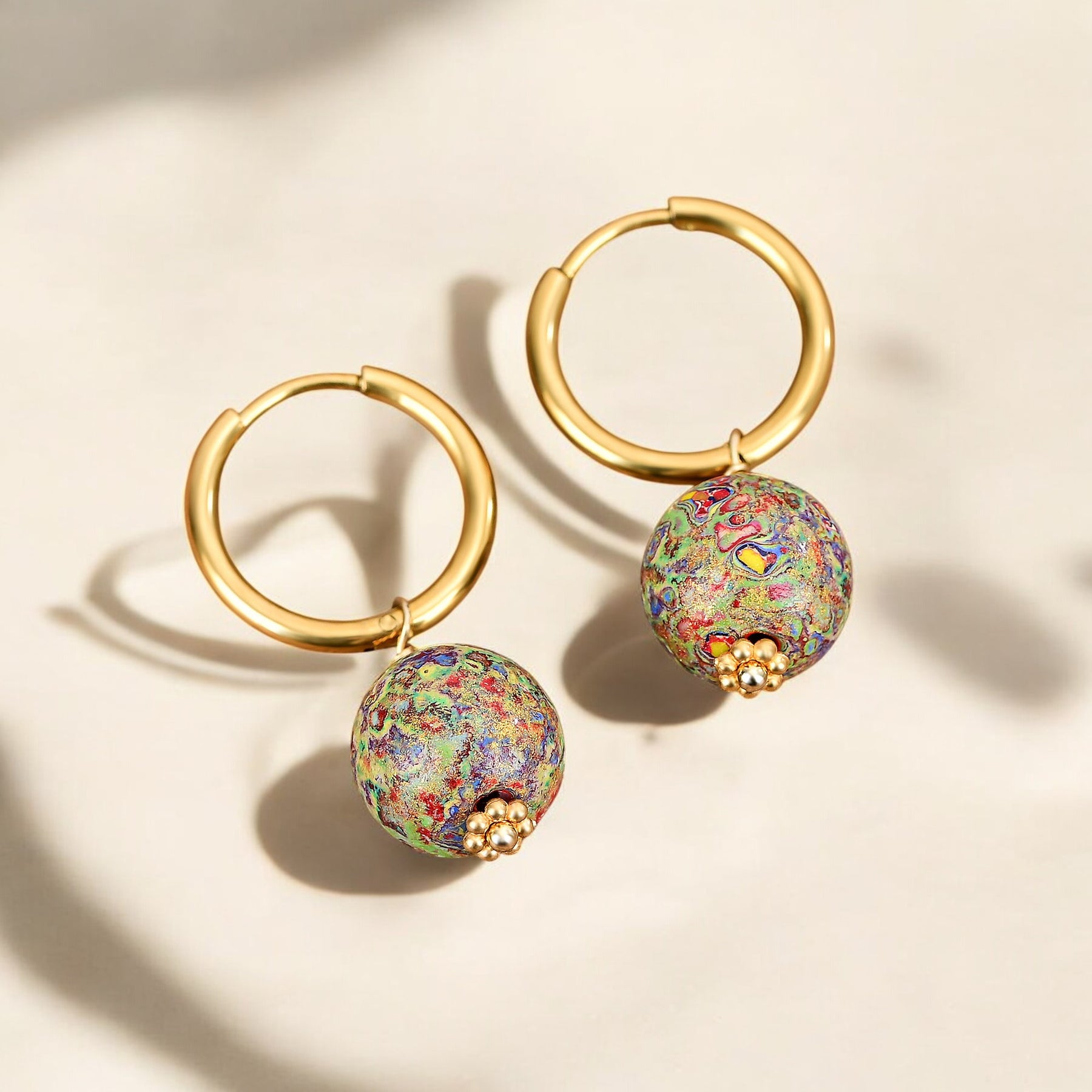 Meadow Mist Speckle Orb Hoop Earrings
