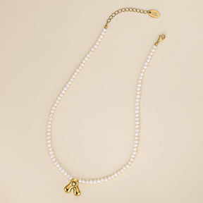 Pearl Bubble Initial Necklace