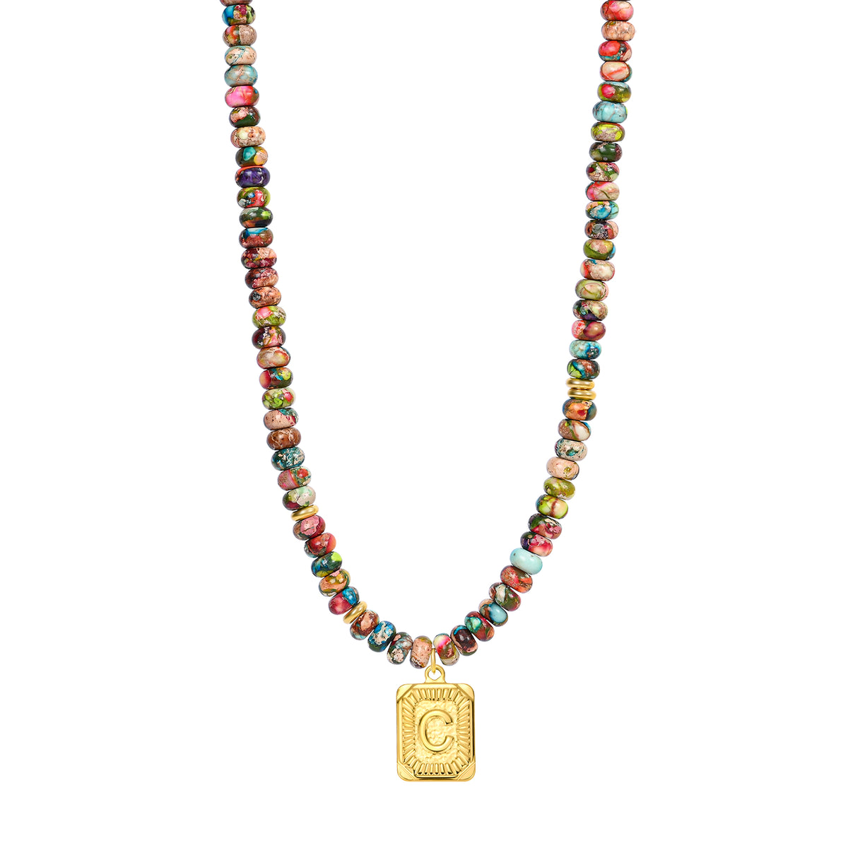 Colorful Imperial Jasper Letter Necklace