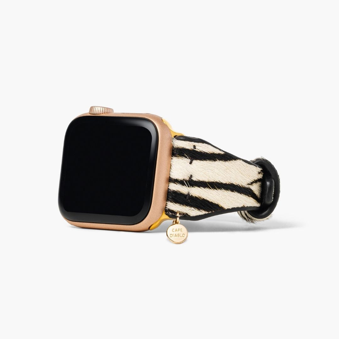 Zebra Luxe Leather Apple Watch Strap