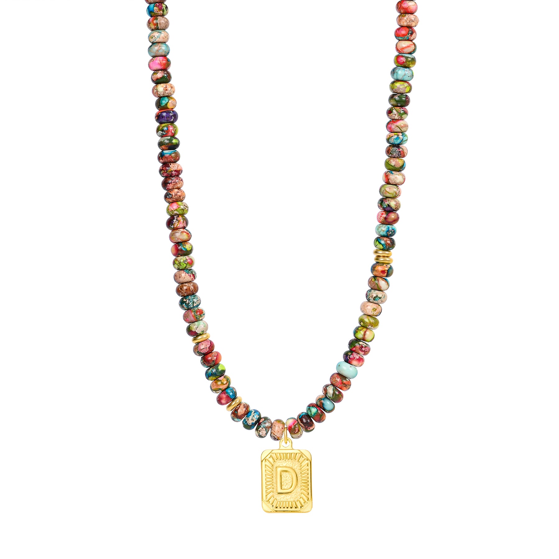 Colorful Imperial Jasper Letter Necklace