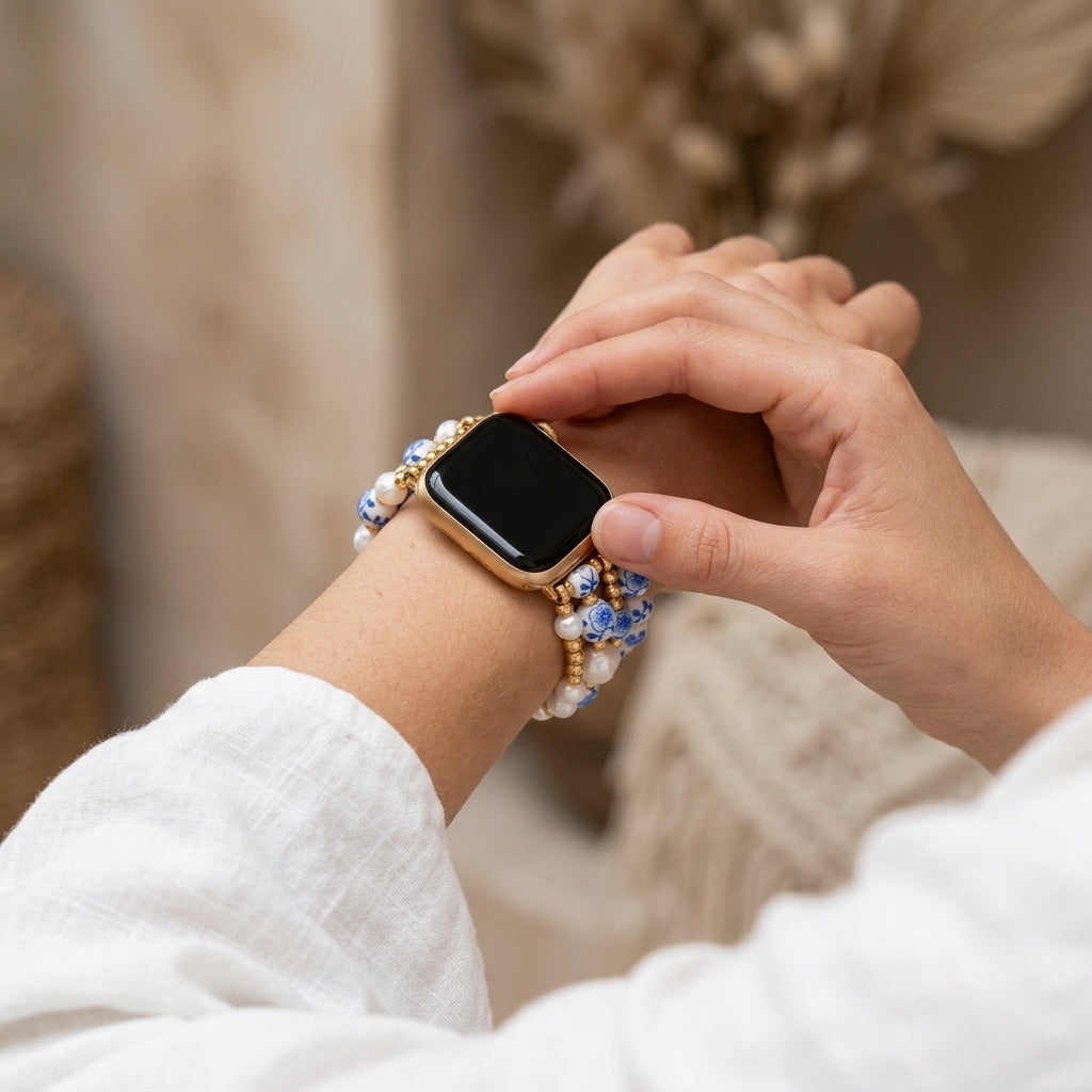 Porcelain Garden Blue Blossom Apple Watch Strap