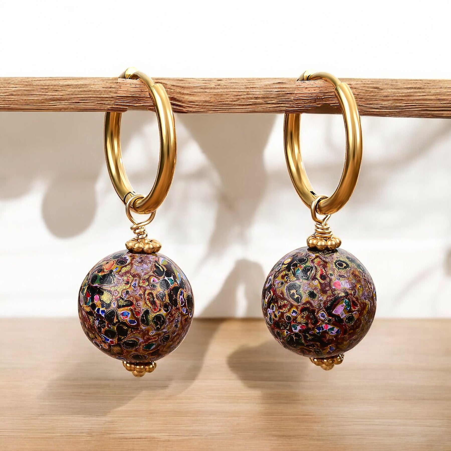 Cosmic Bloom Speckle Orb Hoop Earrings
