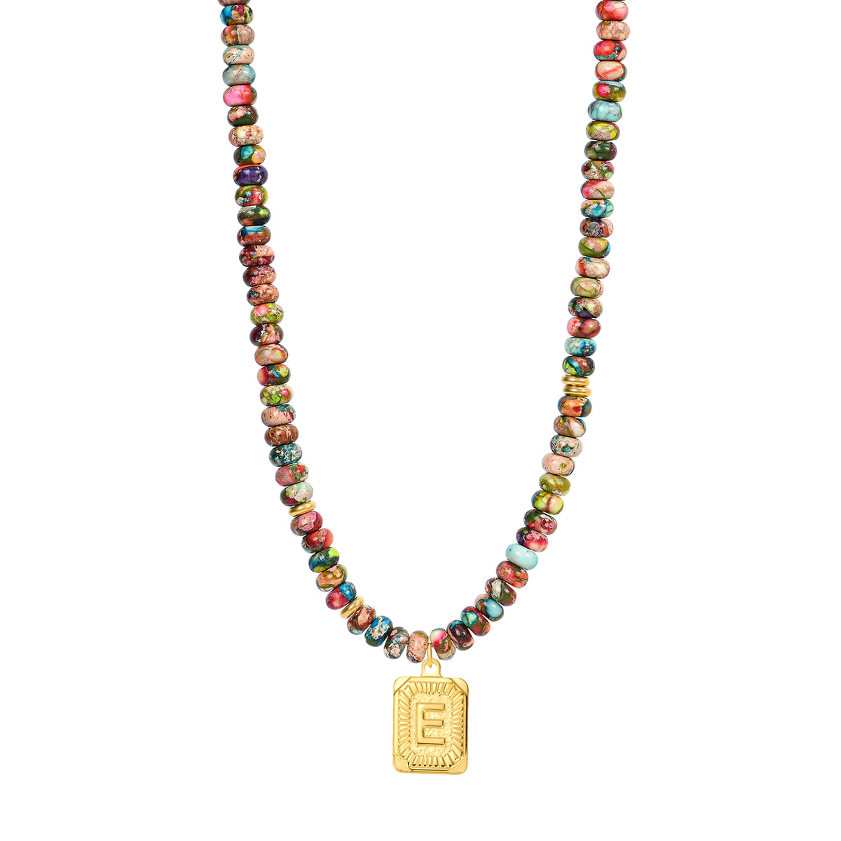 Colorful Imperial Jasper Letter Necklace