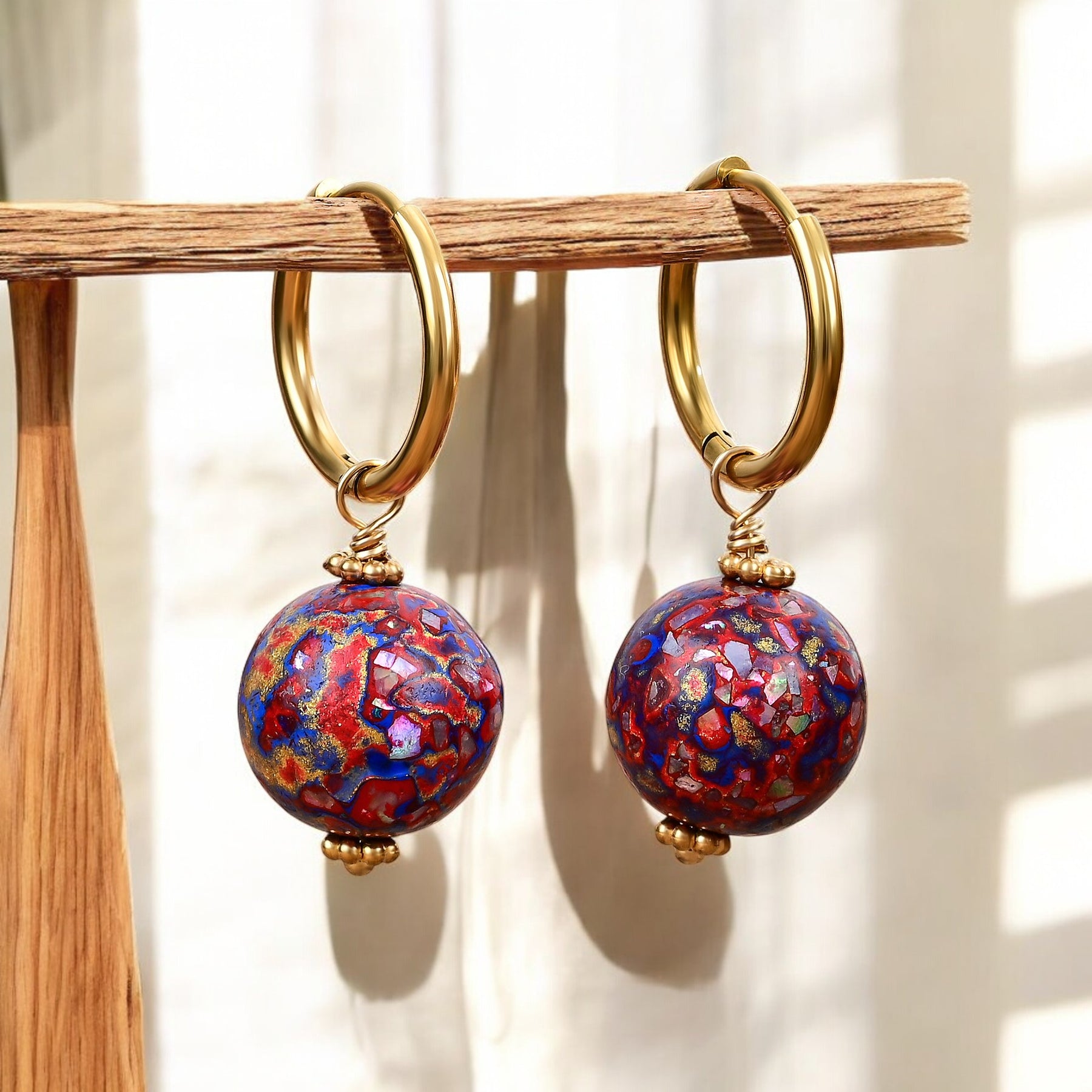 Amethyst Aurora Speckle Orb Hoop Earrings