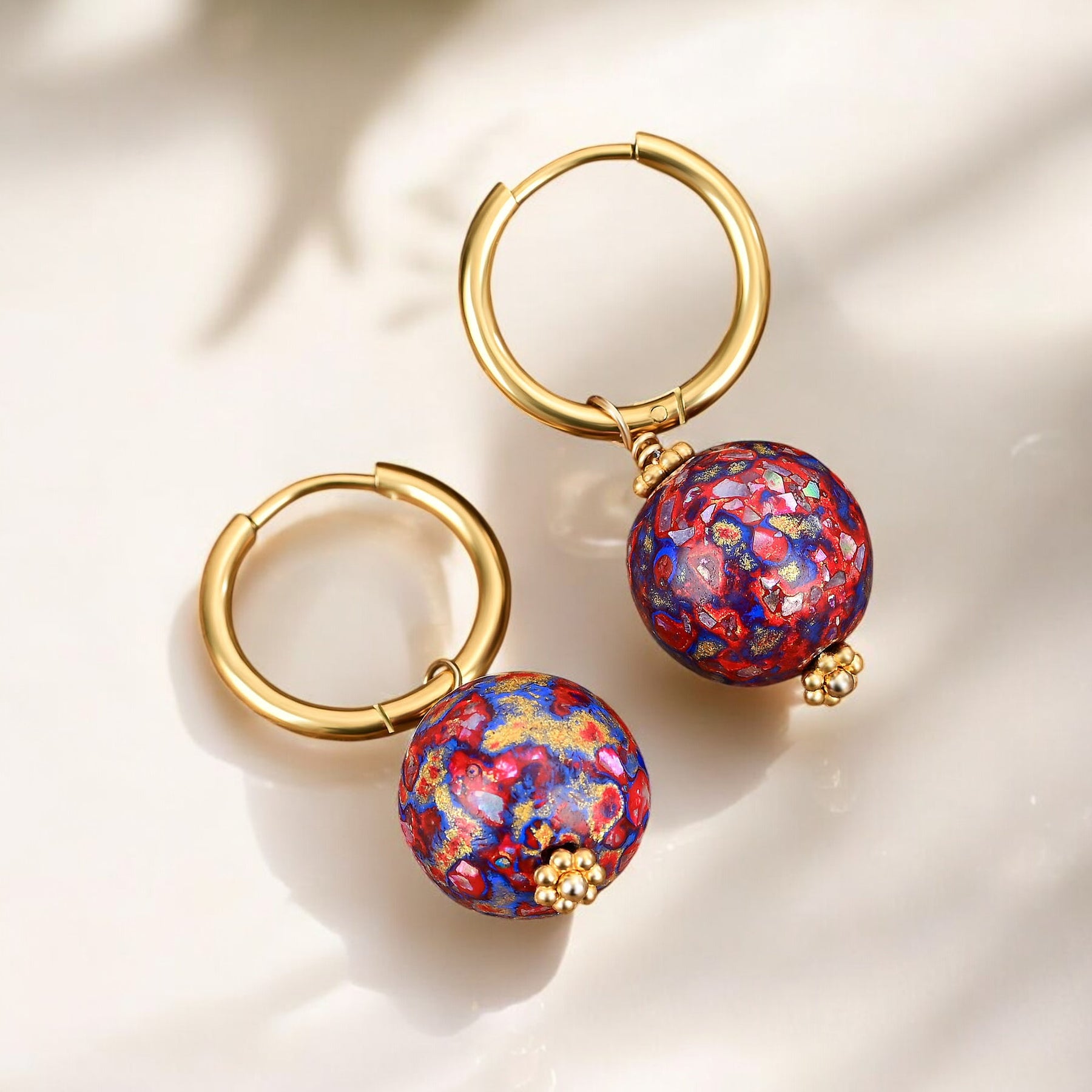 Amethyst Aurora Speckle Orb Hoop Earrings