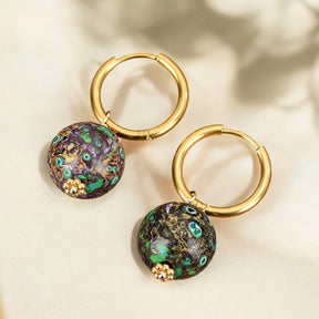 Emerald Eclipse Speckle Orb Hoop Earrings