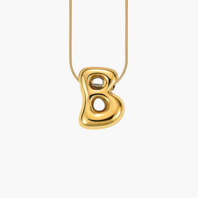 Golden Glow Bubble Letter Initial Necklace