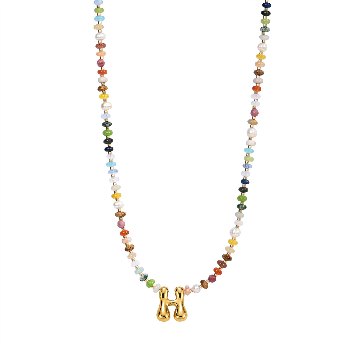 Multicolor Bubble Letter Necklace