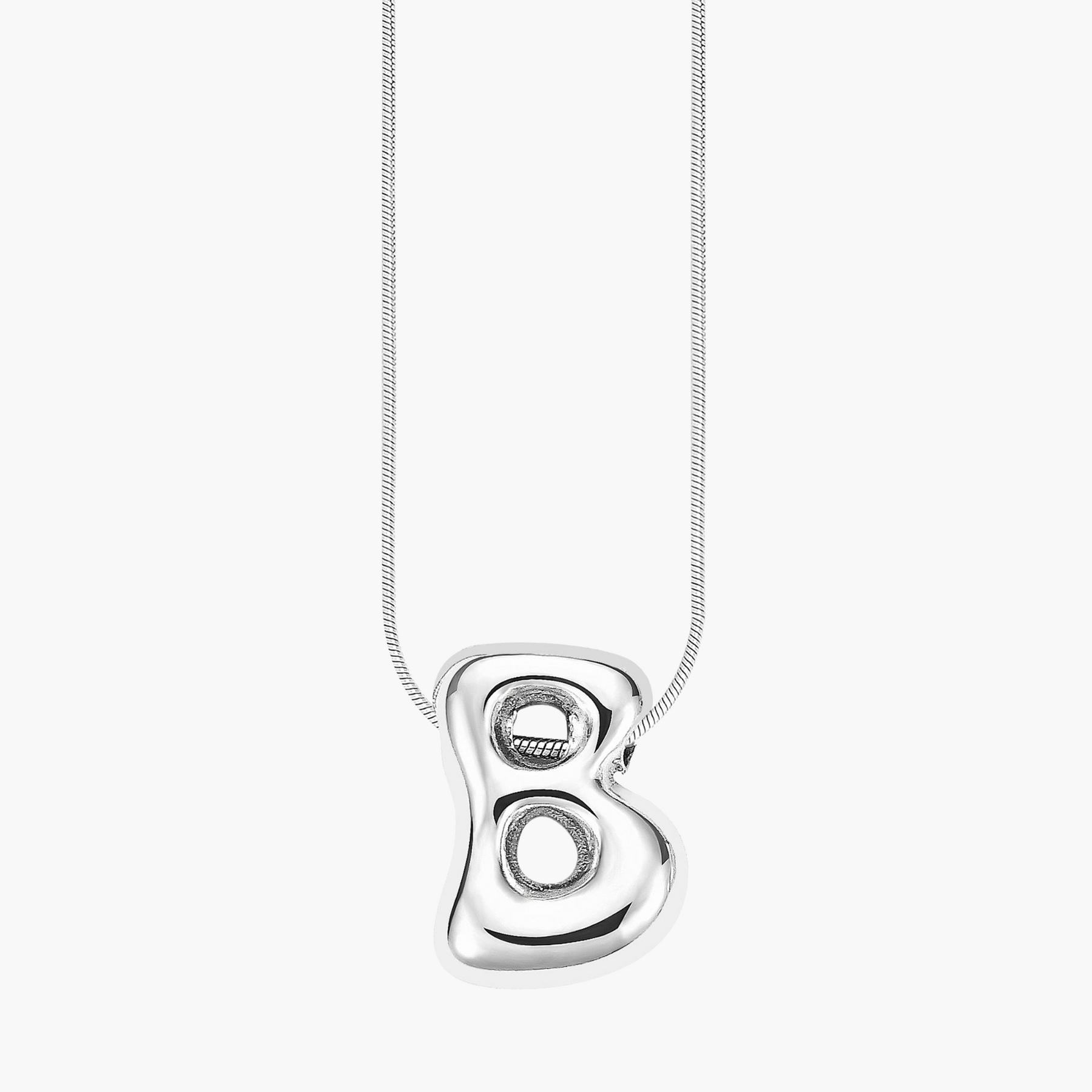 Silver Glow Bubble Letter Initial Necklace
