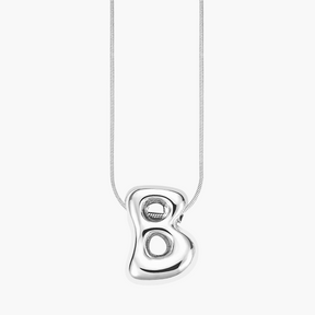 Silver Glow Bubble Letter Initial Necklace