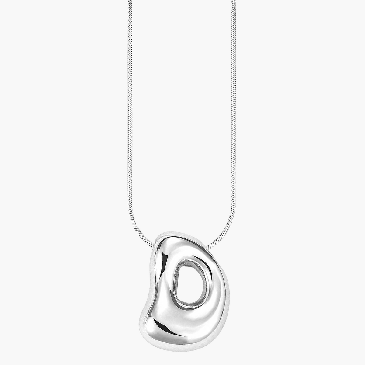 Silver Glow Bubble Letter Initial Necklace