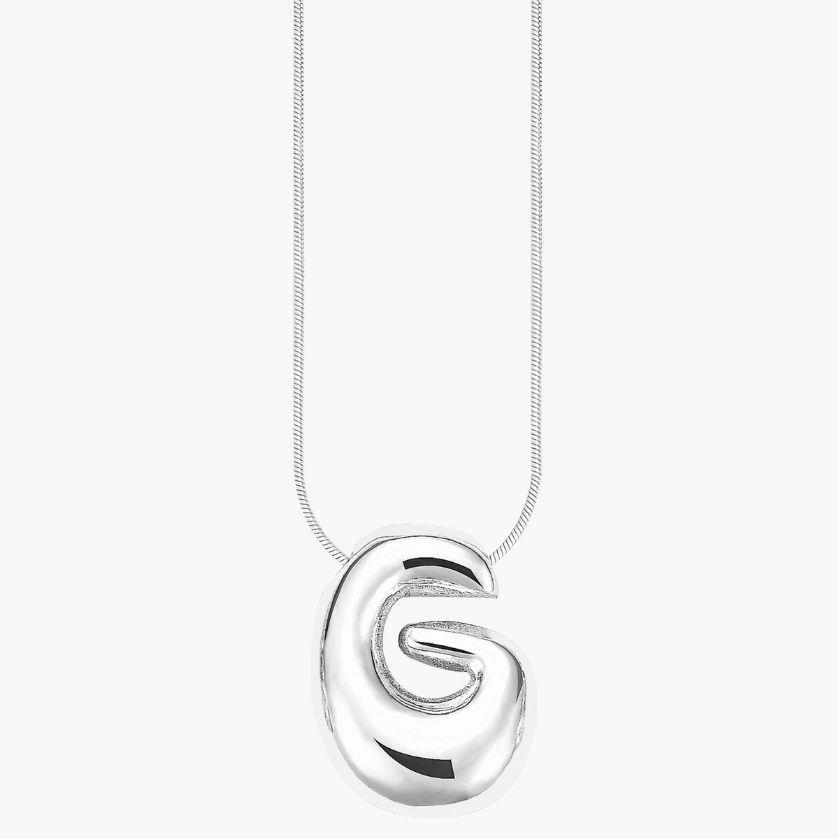 Silver Glow Bubble Letter Initial Necklace
